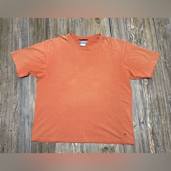 Vintage COLUMBIA Shirt Mens Large Orange Outdoor Sportswear Graphic Tee 90s - Picture 1 of 8